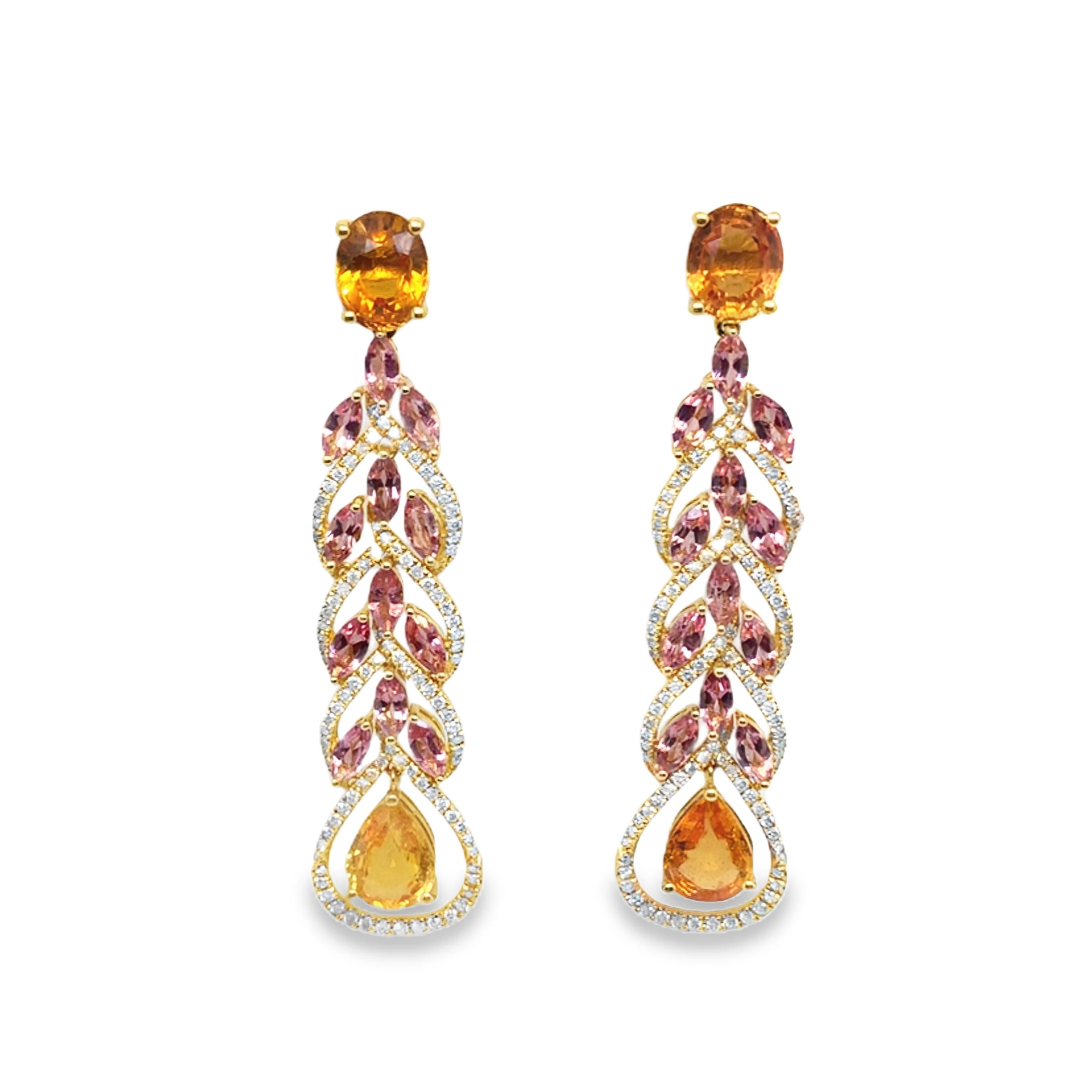 Contemporary Ruchi New York Yellow Sapphire with Pink Tourmaline and Diamond For Sale