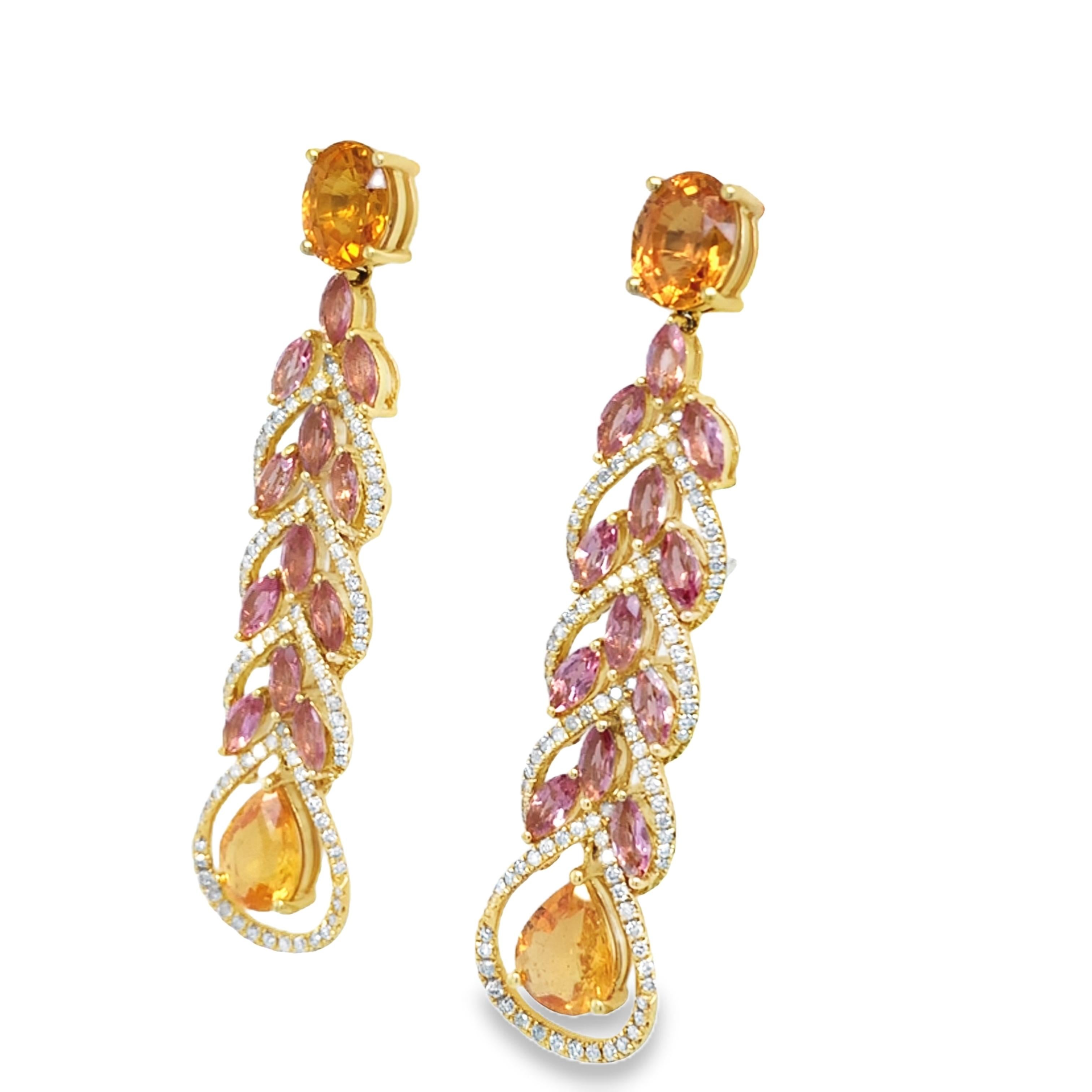 Mixed Cut Ruchi New York Yellow Sapphire with Pink Tourmaline and Diamond For Sale