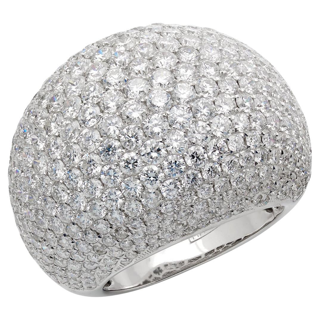 RUCHI Pavé Diamond White Gold Dome Cocktail Ring For Sale