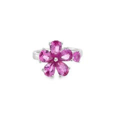 RUCHI Pink Sapphire Flower White Gold Spinner Open-Shank Ring