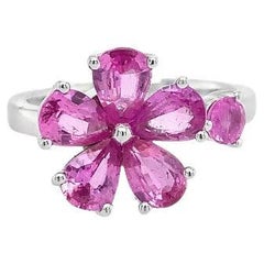 RUCHI Pink Sapphire Flower White Gold Spinner Open-Shank Ring