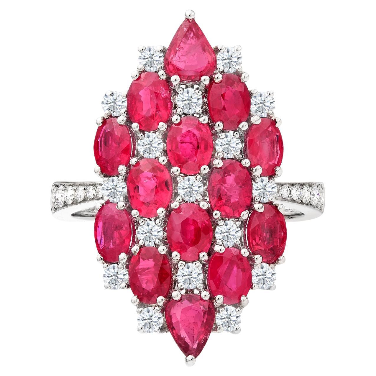 RUCHI Ruby and Brilliant Diamond White Gold Ring For Sale