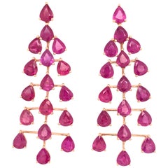RUCHI Ruby Rose Gold Chandelier Statement Earrings