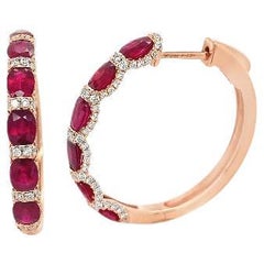 RUCHI Ruby with Diamond Pavé Rose Gold Hinged Hoop Earrings