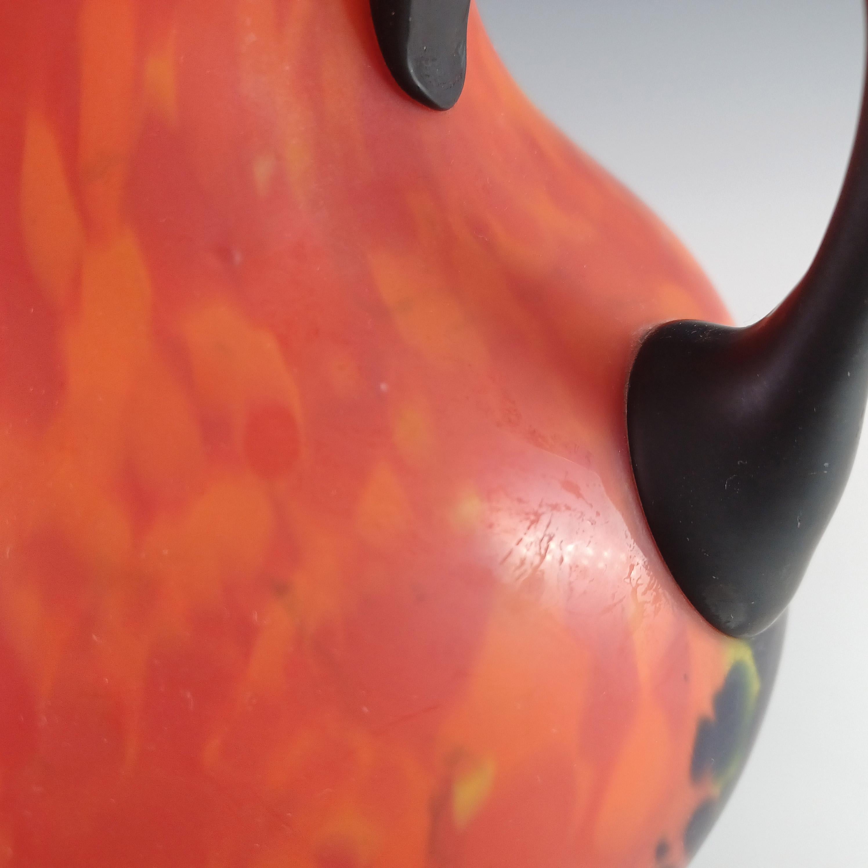 Rückl Böhmisch / Tschechisch 'Orange Shimmy Pfau' Flammenspritzer Glasvase im Angebot 4