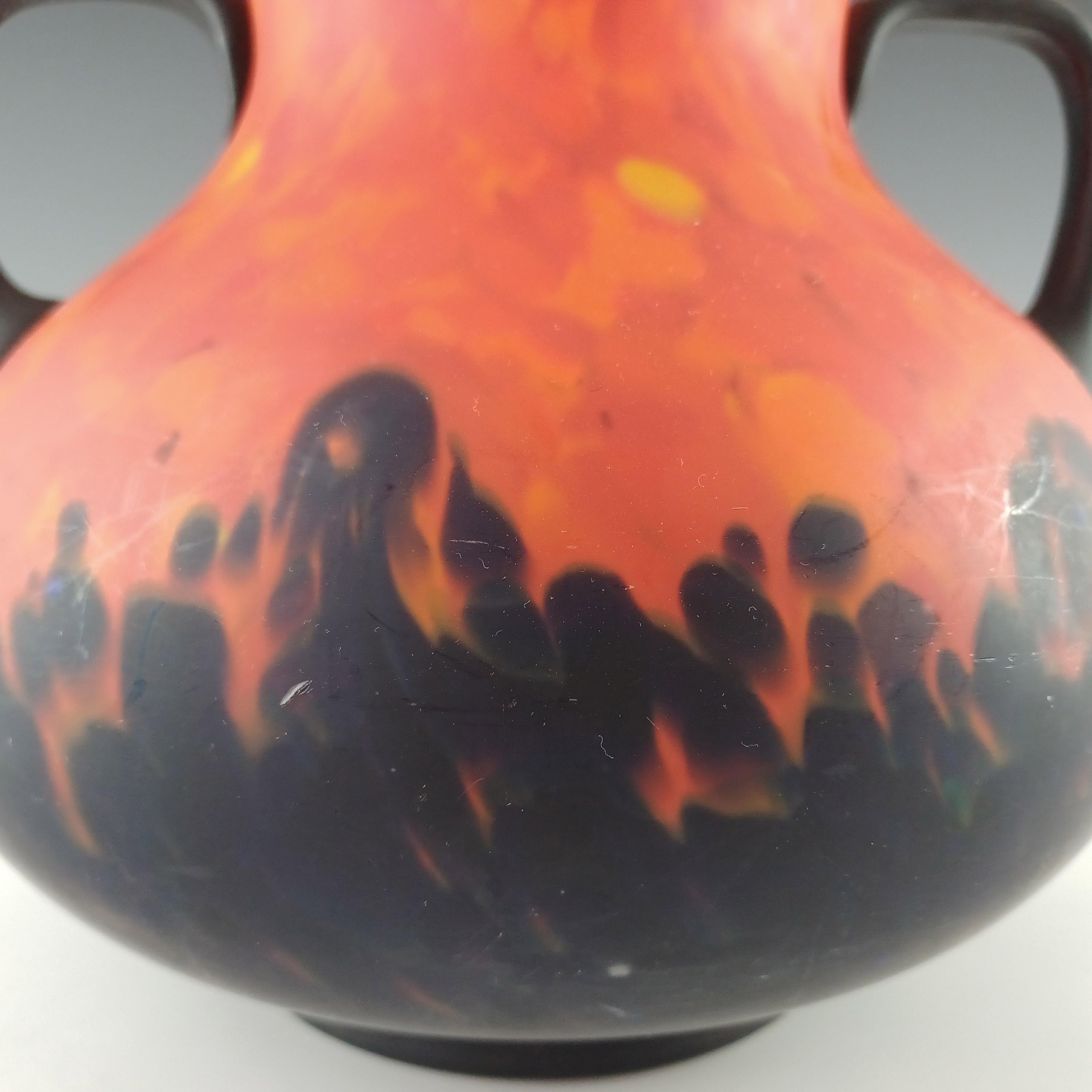Rückl Böhmisch / Tschechisch 'Orange Shimmy Pfau' Flammenspritzer Glasvase im Zustand „Gut“ im Angebot in Bolton, GB