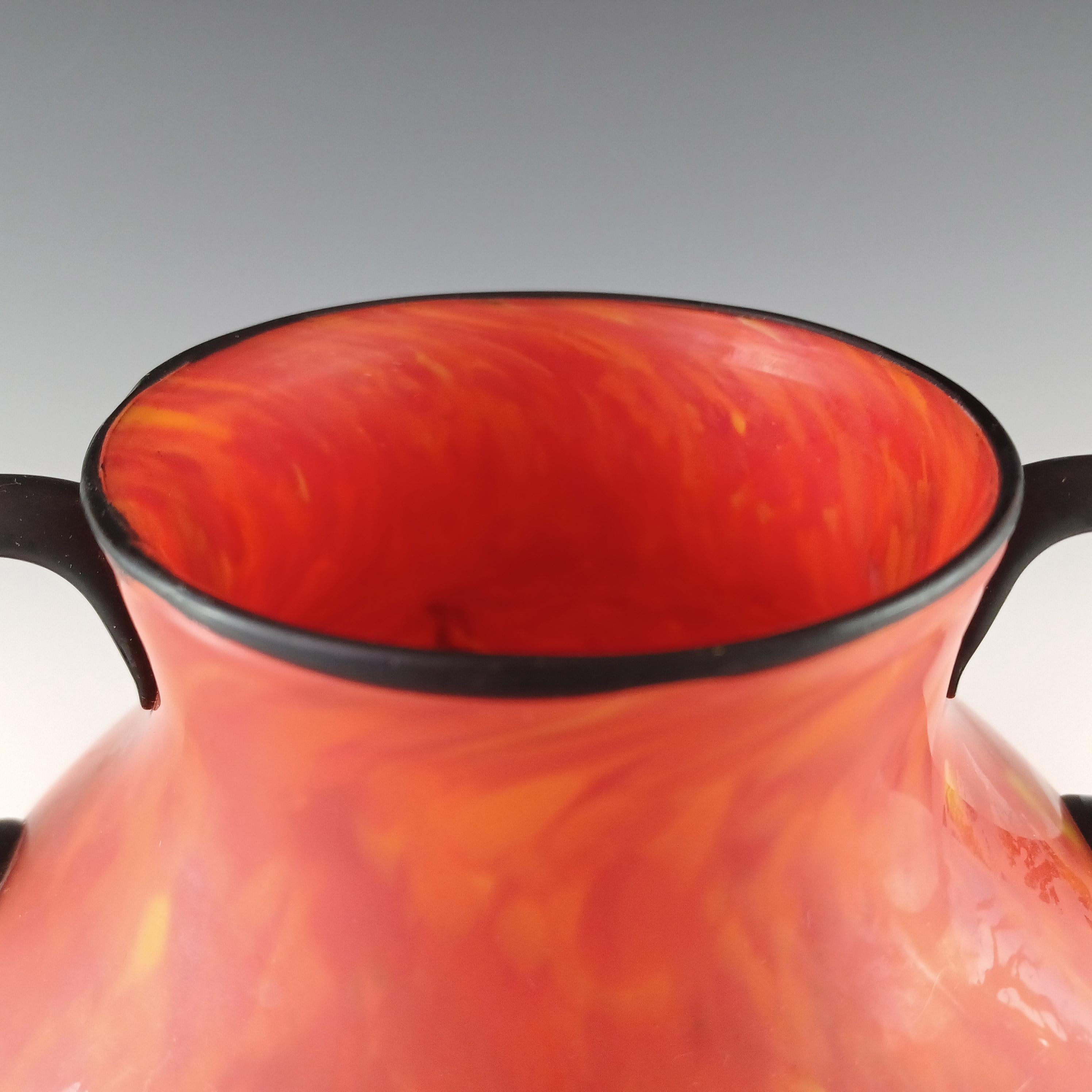 Rückl Böhmisch / Tschechisch 'Orange Shimmy Pfau' Flammenspritzer Glasvase im Angebot 1