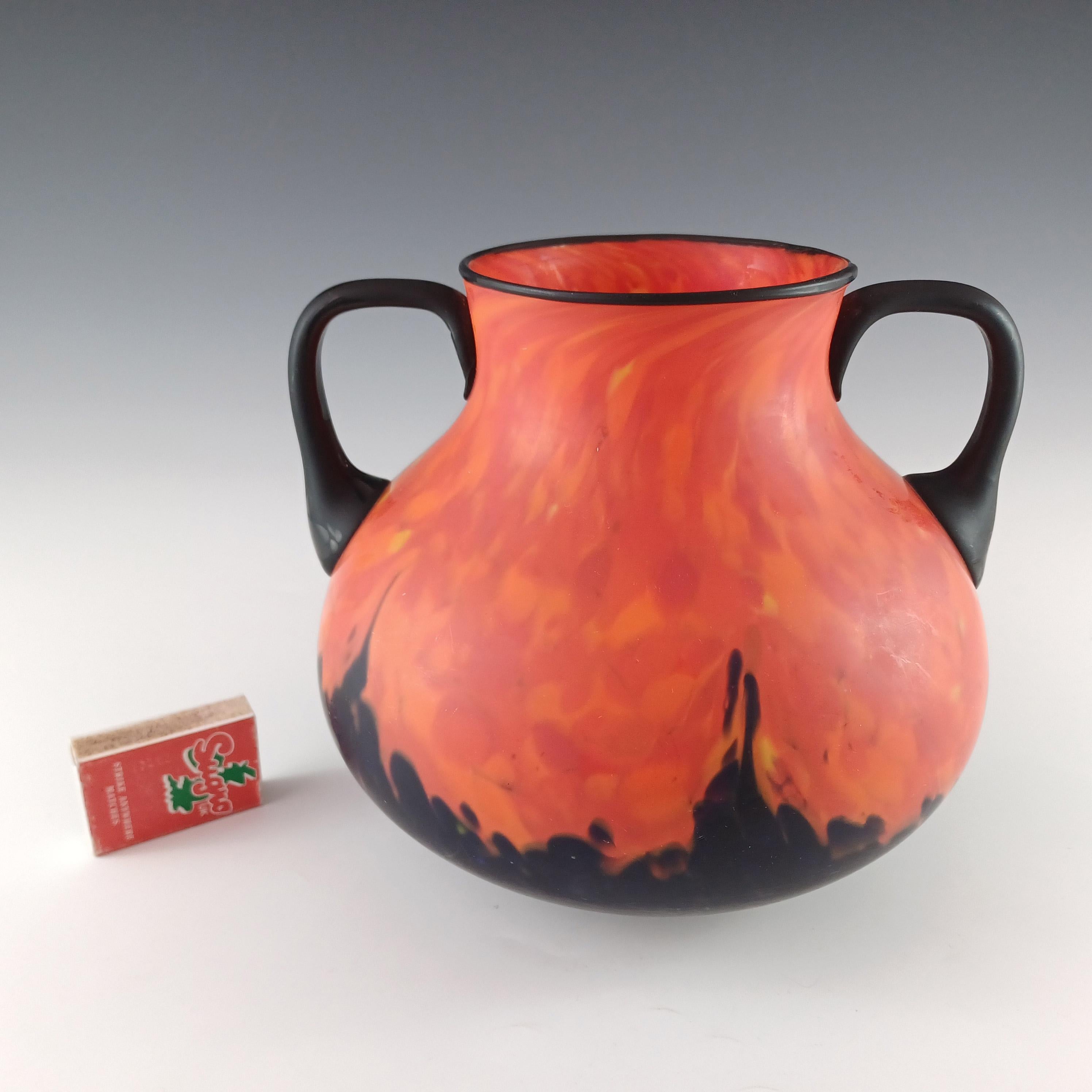 Rückl Böhmisch / Tschechisch 'Orange Shimmy Pfau' Flammenspritzer Glasvase im Angebot 3
