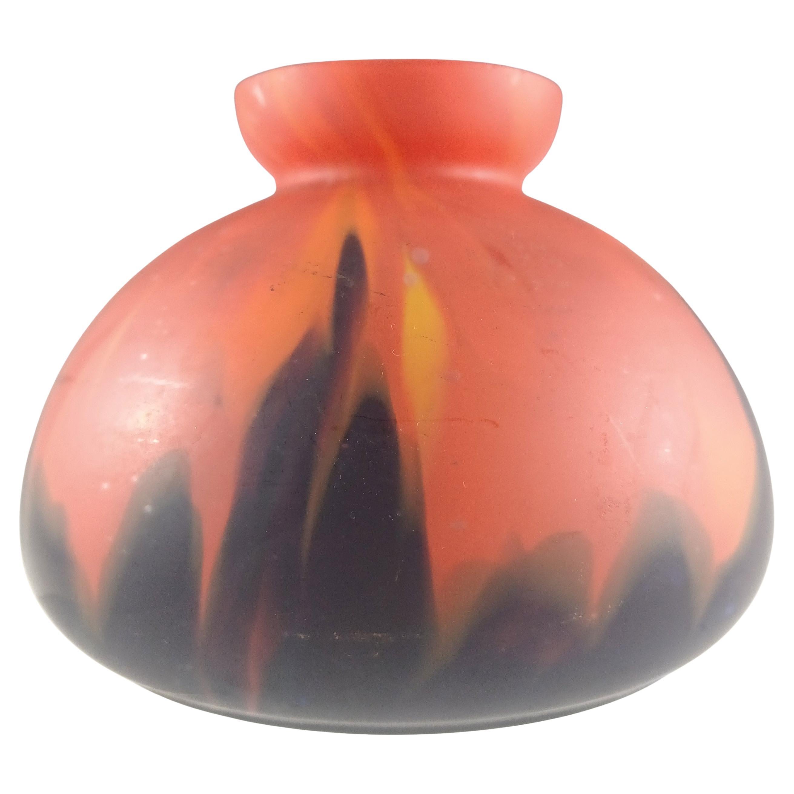 Rückl Bohemia / Chequia 'Naranja Shimmy Pfau' Jarrón de vidrio salpicado de llamas