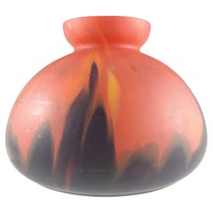 Rückl Bohemia / Chequia 'Naranja Shimmy Pfau' Jarrón de vidrio salpicado de llamas
