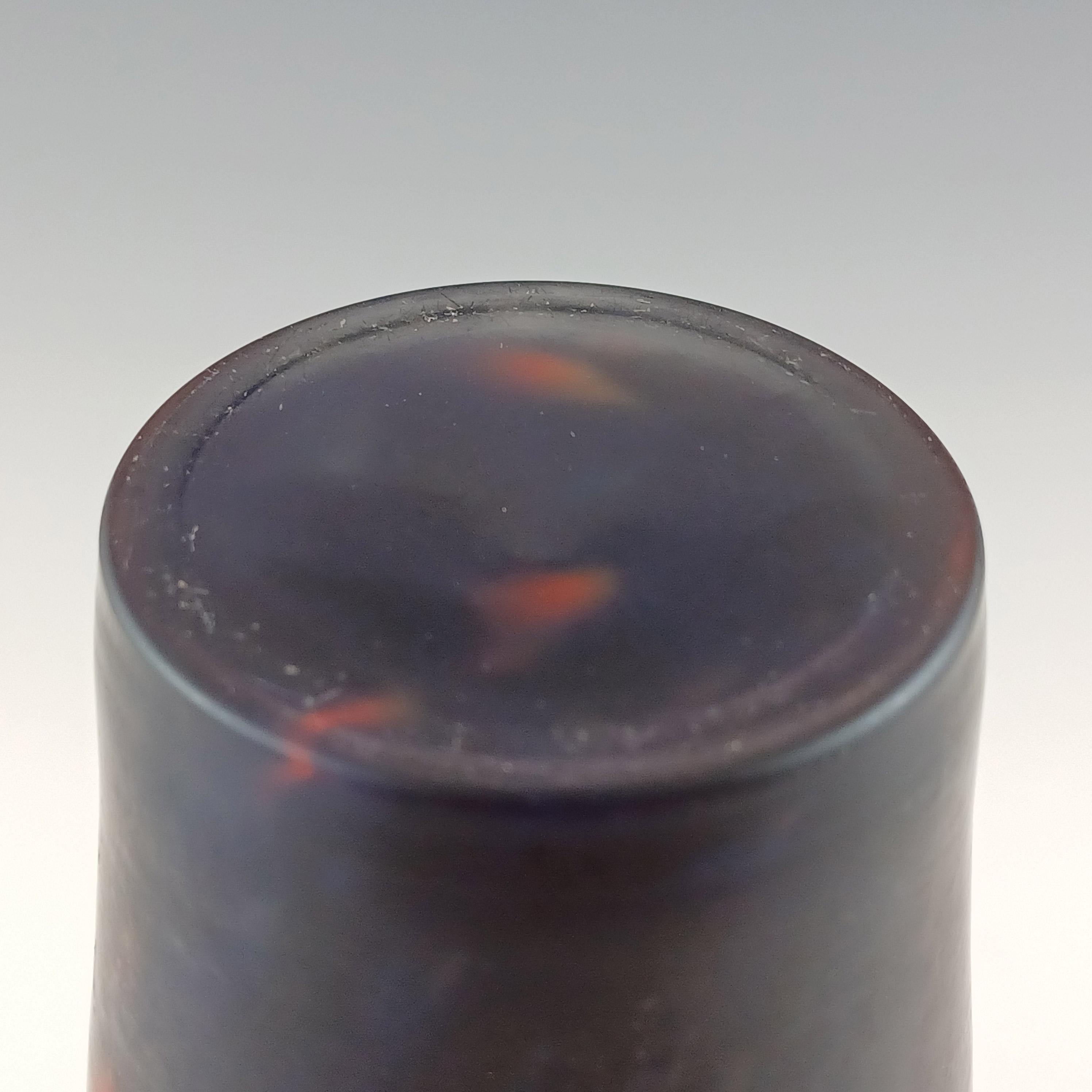 Milieu du XXe siècle Rückl Czech Vintage 'Orange Shimmy Pfau' Vase à flamme en verre à éclaboussures en vente