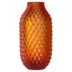 Rückl Hand-Cut Crystal Glass Vase "Coco" Amber