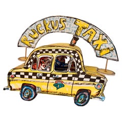 Ruckus Taxi Paper Sculpture by Red Grooms: Vintage American Art