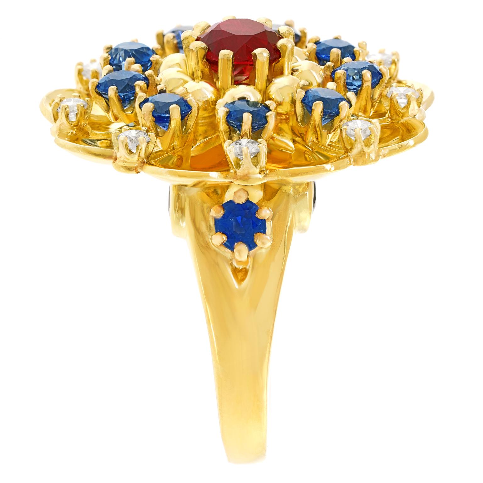 Rud Murbach Sixties Mod Sapphire Diamond and Ruby Ring (bague saphir, diamant et rubis) en vente 3