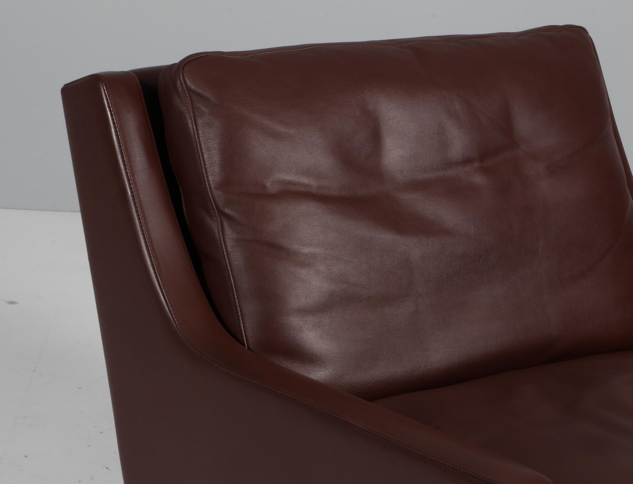 Scandinavian Modern Rud Thygensen lounge chairs of leather, 1960s For Sale