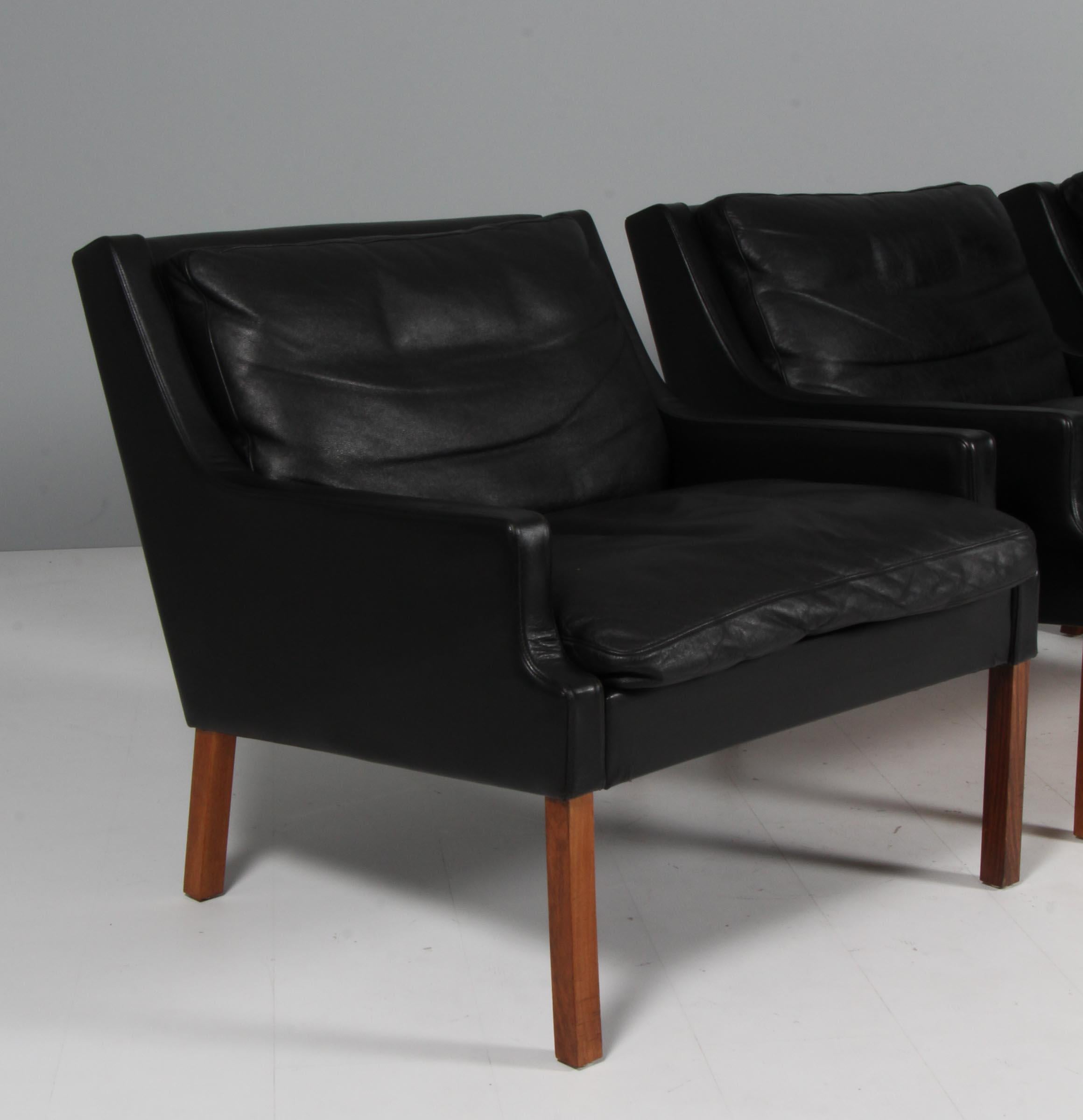 Danish Rud Thygensen lounge chairs of leather, 1960s For Sale