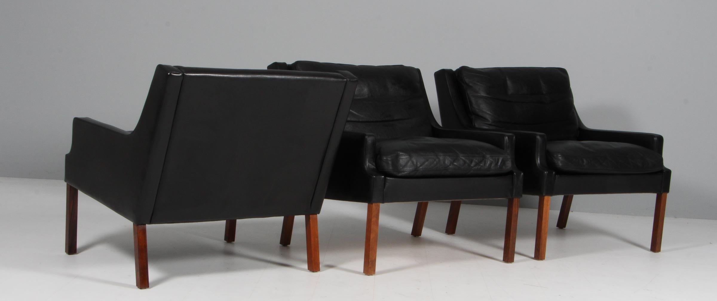Rud Thygensen lounge chairs of leather, 1960s In Good Condition For Sale In Esbjerg, DK