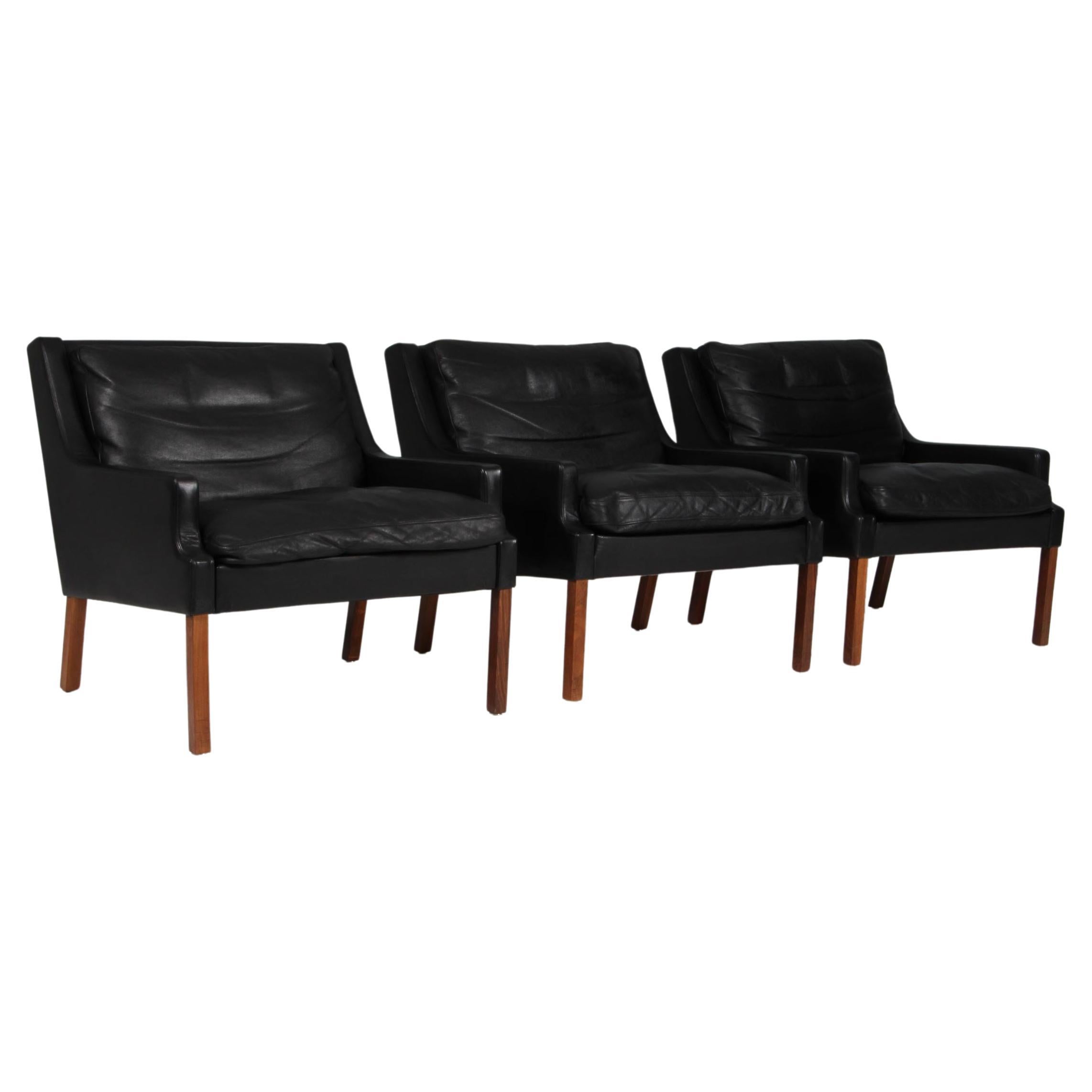 Rud Thygensen lounge chairs of leather, 1960s For Sale