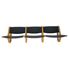 Rud Thygesen and Johnny Sørensen Wall Mounted Bench in Beech and Blue Fabric
