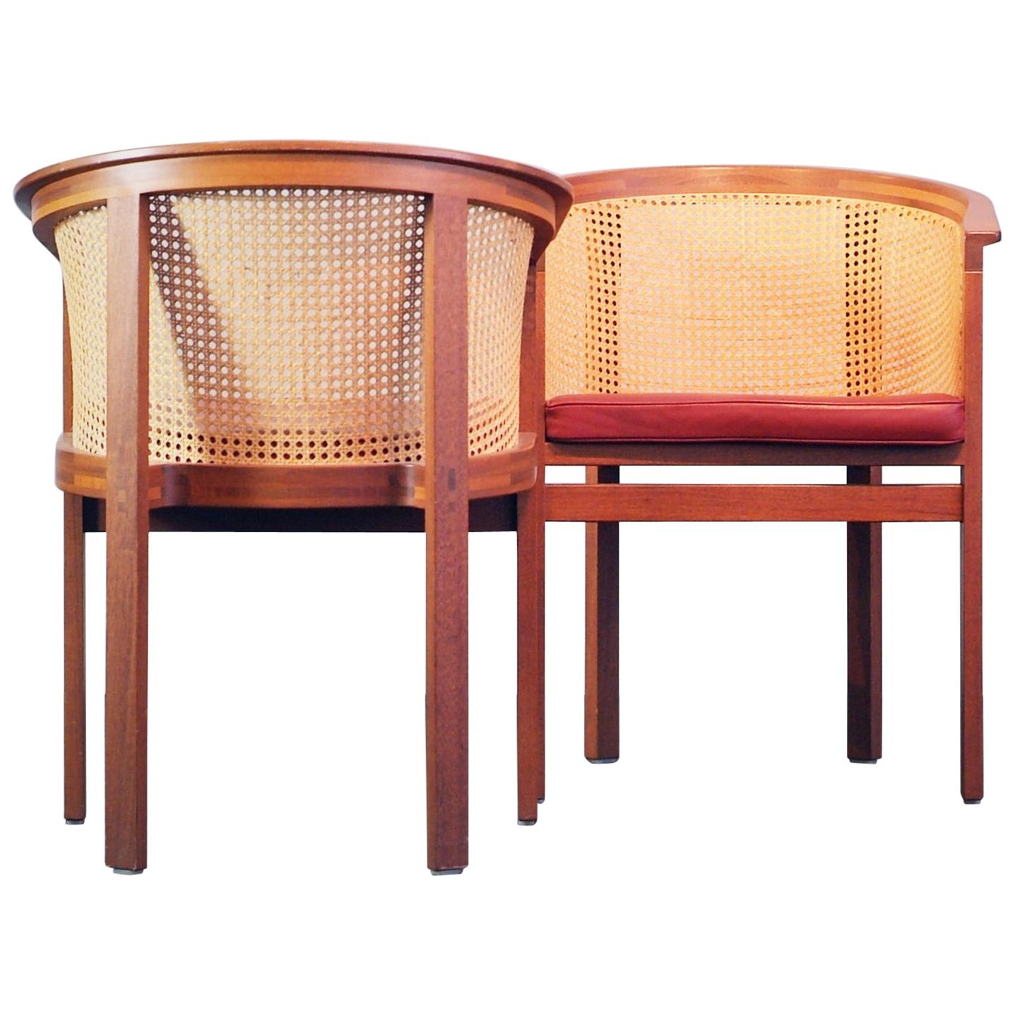 Rud Thygesen Side / Dining Chairs King Series Botium 1970s Cane Mahogany Leather