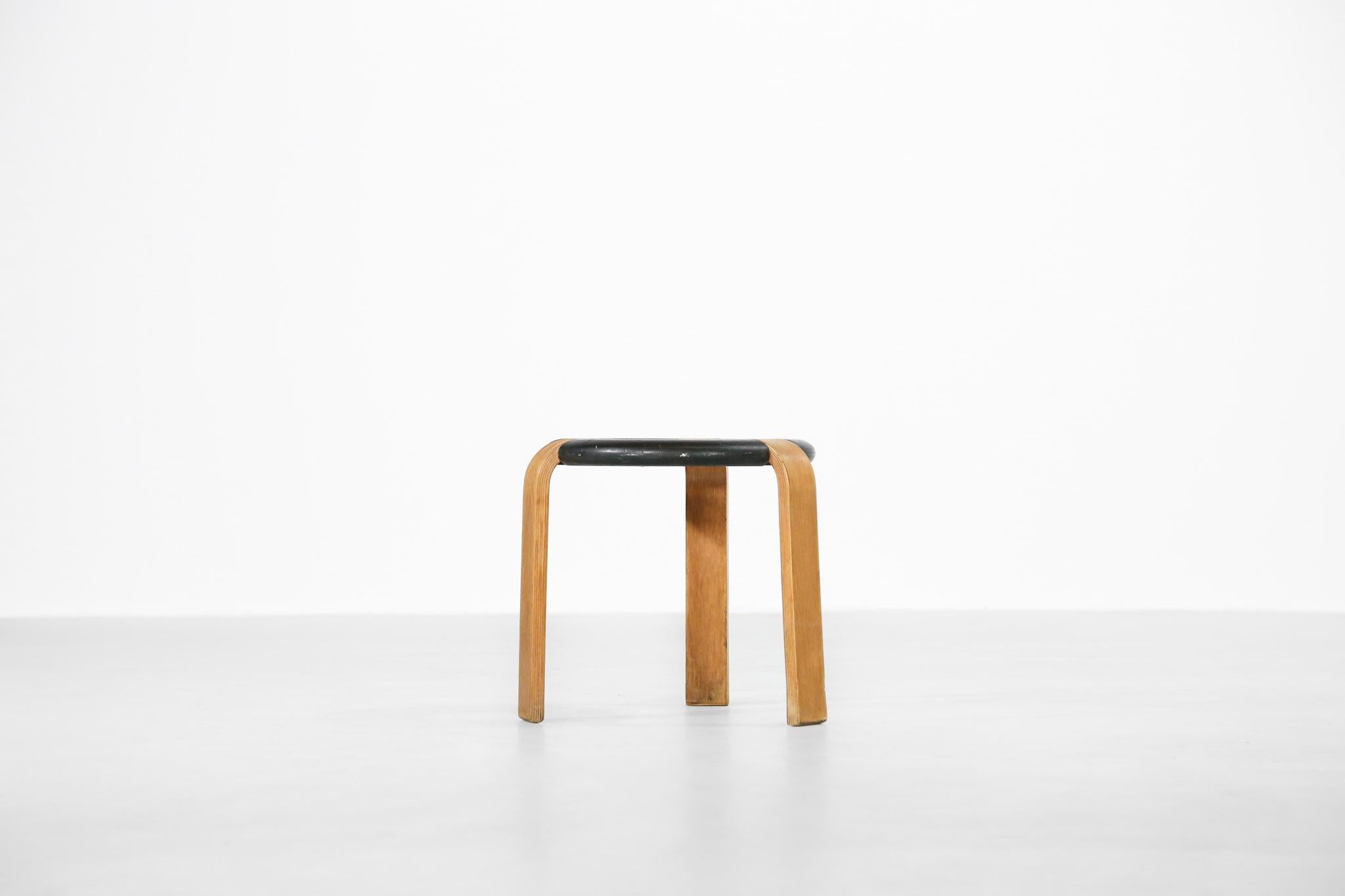 Danish stool designed in 1971 by Rud Thygesen for Magnus Olsen. 
Really nice patina.