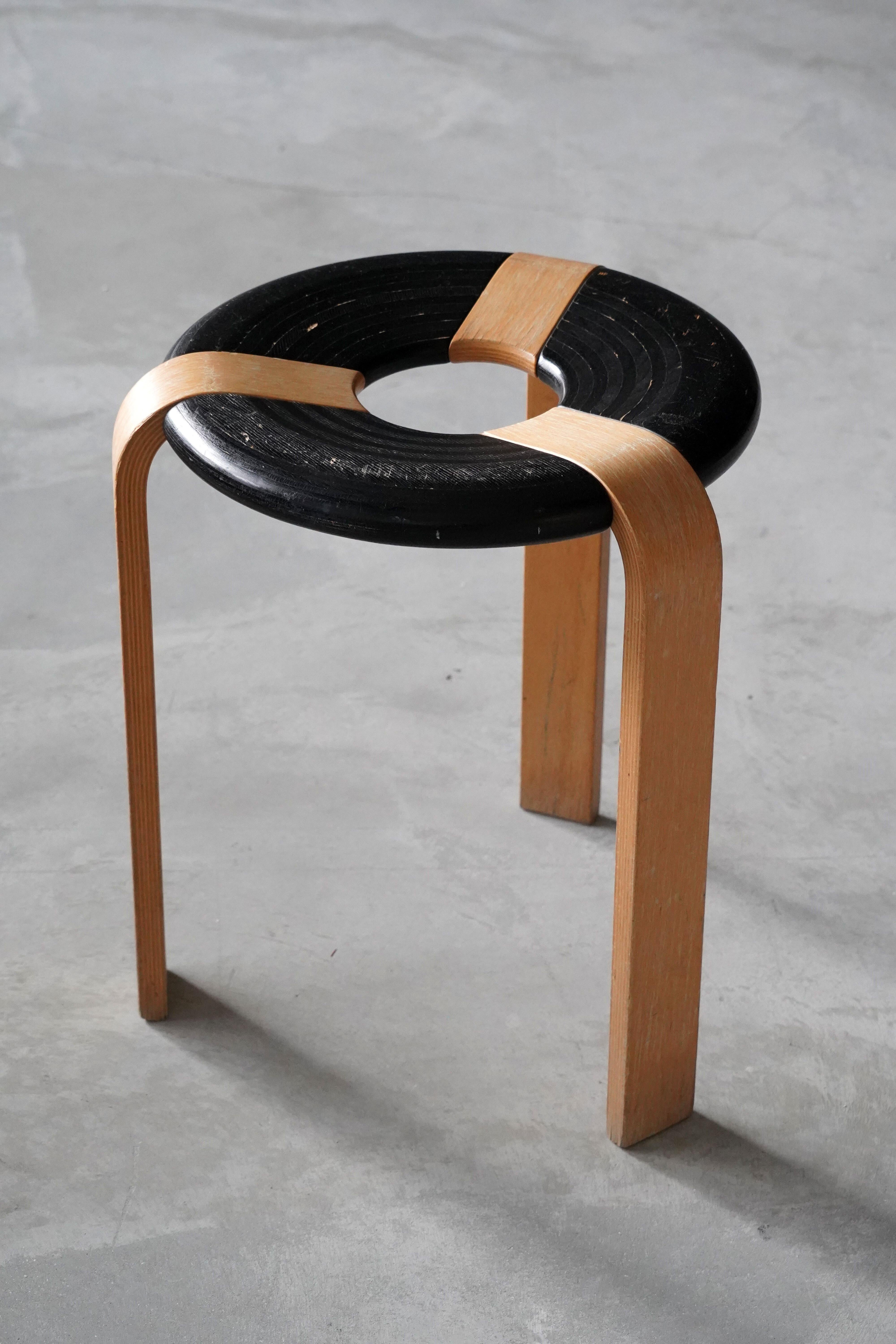 An early production all original oak stool by Rud Thygesen and Johnny Sorensen. For Magnus Olsen, Denmark, designed in 1971. With excellent original patina. Stackable.

Other designers of the period include Charlotte Perriand, Pierre Chapo, Hans