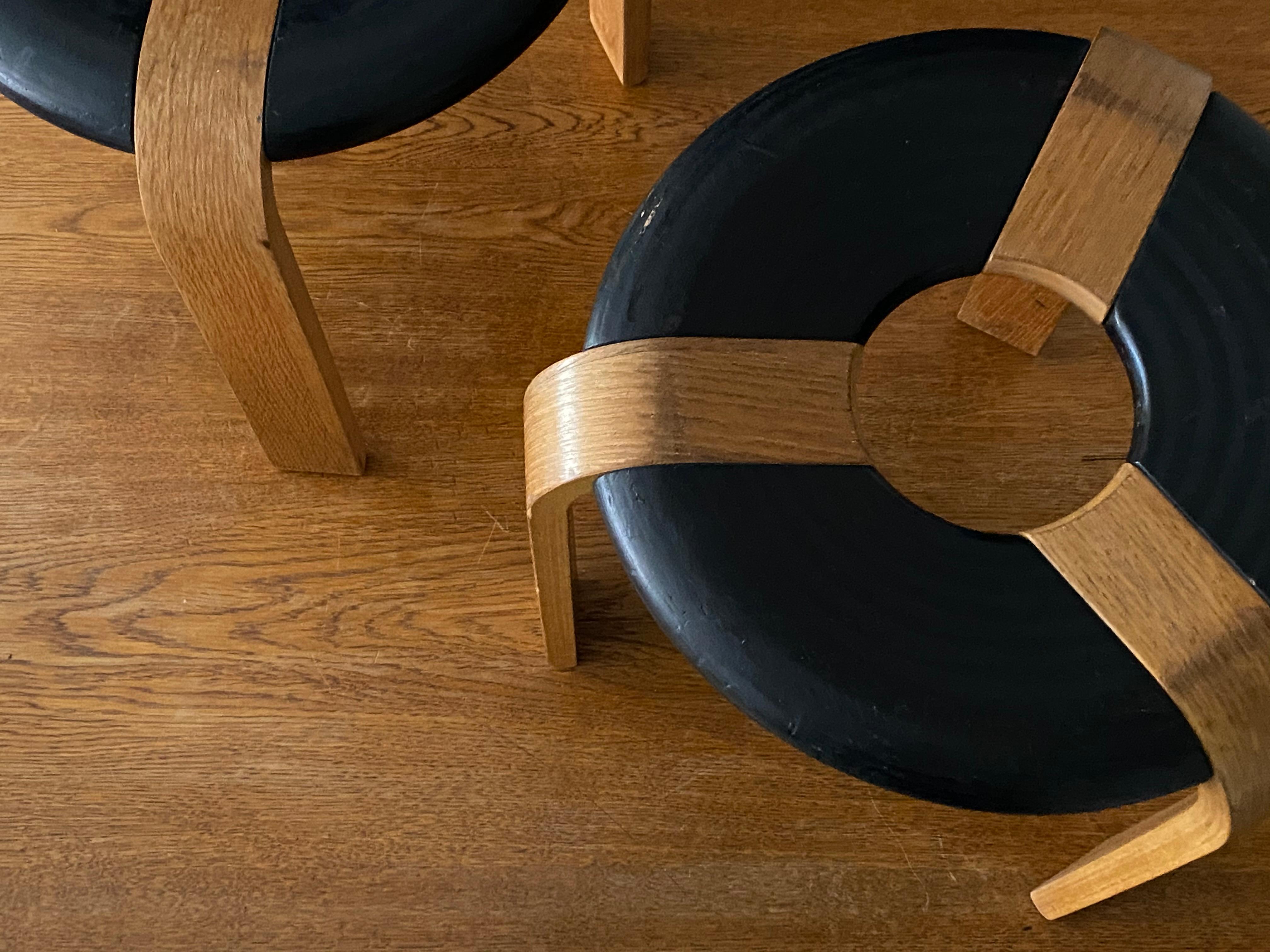 Danish Rud Thygesen, Stools, Oak, Black Painted Oak, for Magnus Olsen, Denmark, 1971