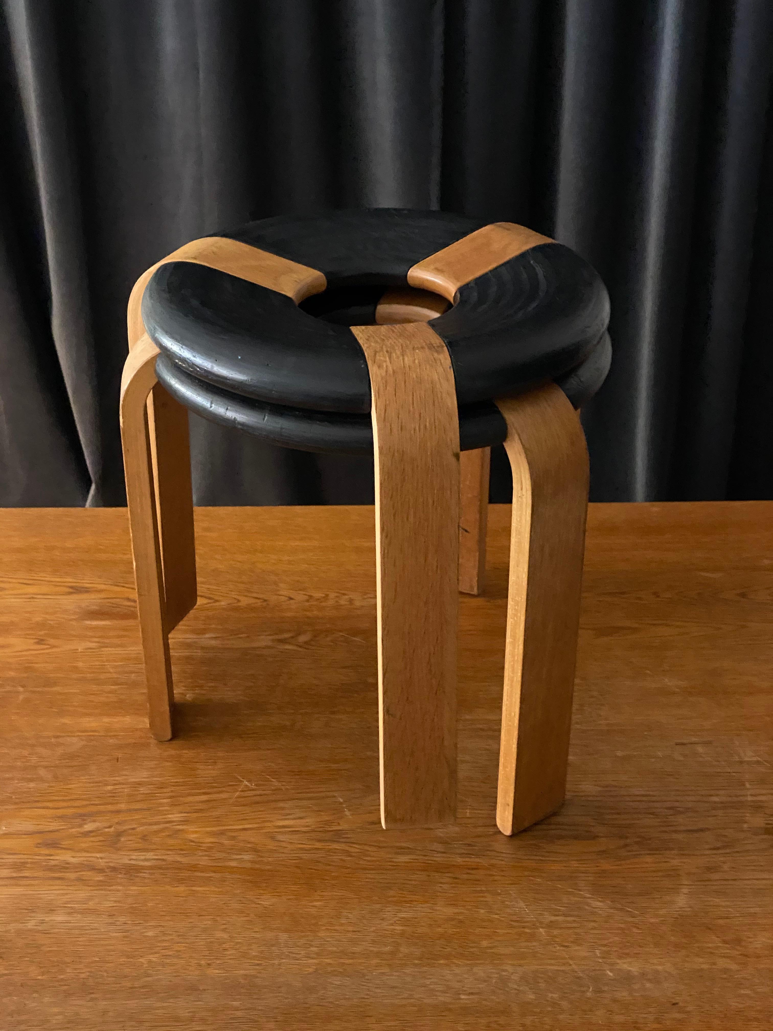 Rud Thygesen, Stools, Oak, Black Painted Oak, for Magnus Olsen, Denmark, 1971 2