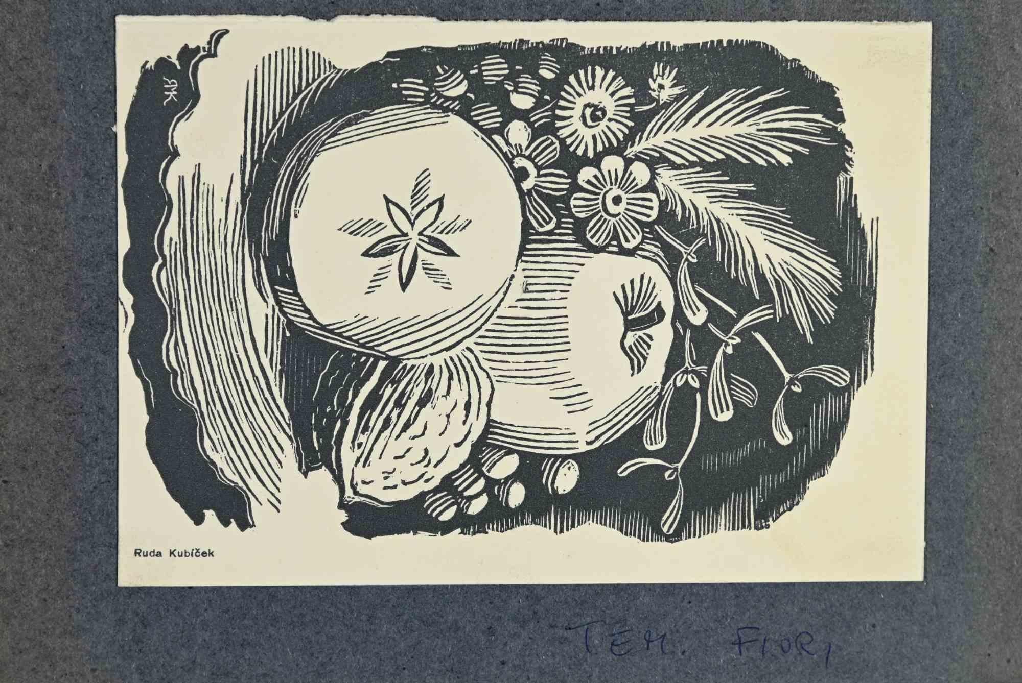 Ex Libris Still Life is an Artwork realized in 1920 s., by the Czech Artist Ruda Kubicek (1891-1983)

Woodcut B./W. print on paper. Signed on plate on the left corner. 

The work is glued on black cardboard.

Total dimensions: 13.5 x 20 cm.

Good