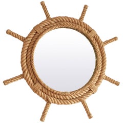 Rudder Shaped Rope Mirror by Audoux Minet, France, 1960s