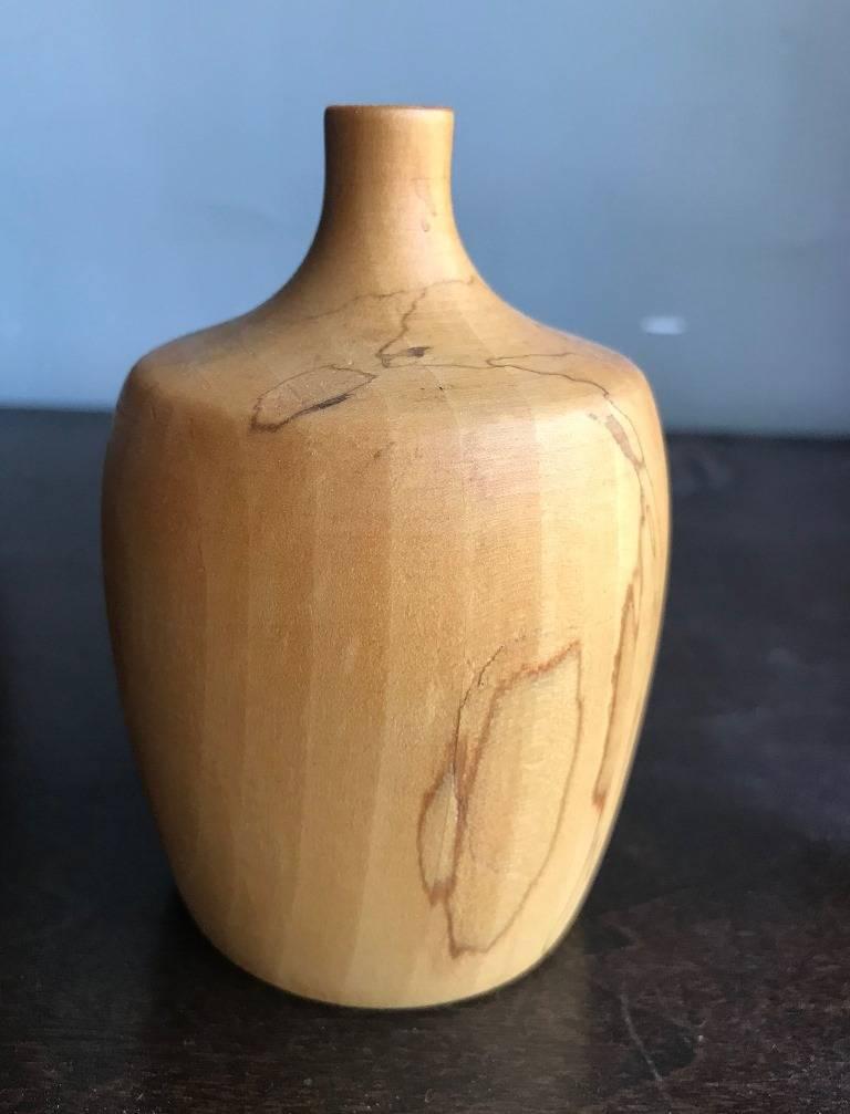 Hand-Carved Rude Osolnik Rare Pale, Gum Wood Turned Vessel / Vase