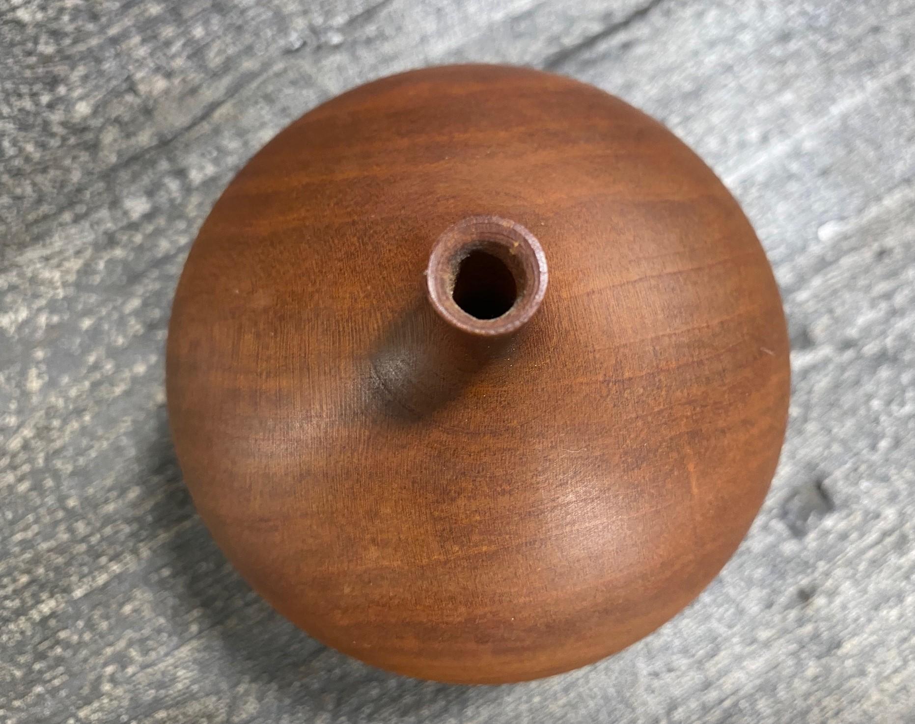 Rude Osolnik Signed Mid-Century Modern Cherry Wood Turned Vessel Bud Weed Vase 3