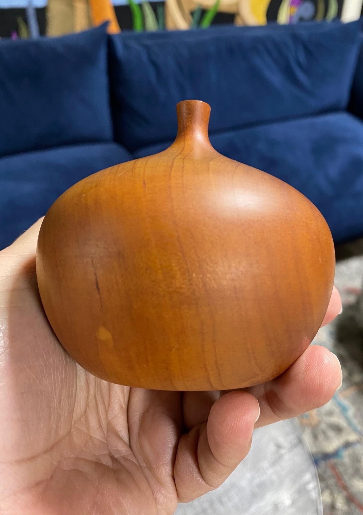Rude Osolnik Signed Mid-Century Modern Cherry Wood Turned Vessel Bud Weed Vase 5