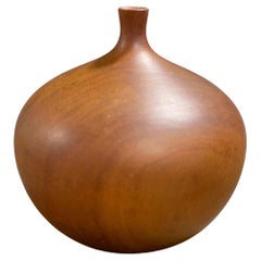 Rude Osolnik Signed Mid-Century Modern Cherry Wood Turned Vessel Bud Weed Vase