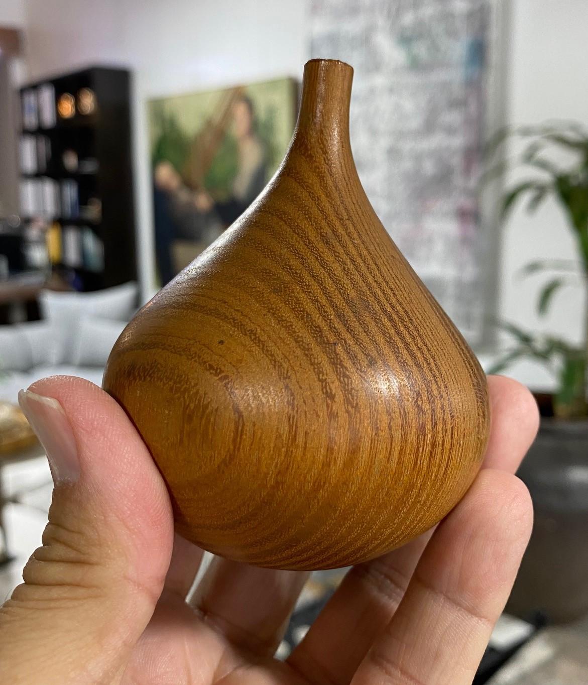 20th Century Rude Osolnik Signed Mid-Century Modern Locust Wood Turned Vessel Bud Weed Vase For Sale