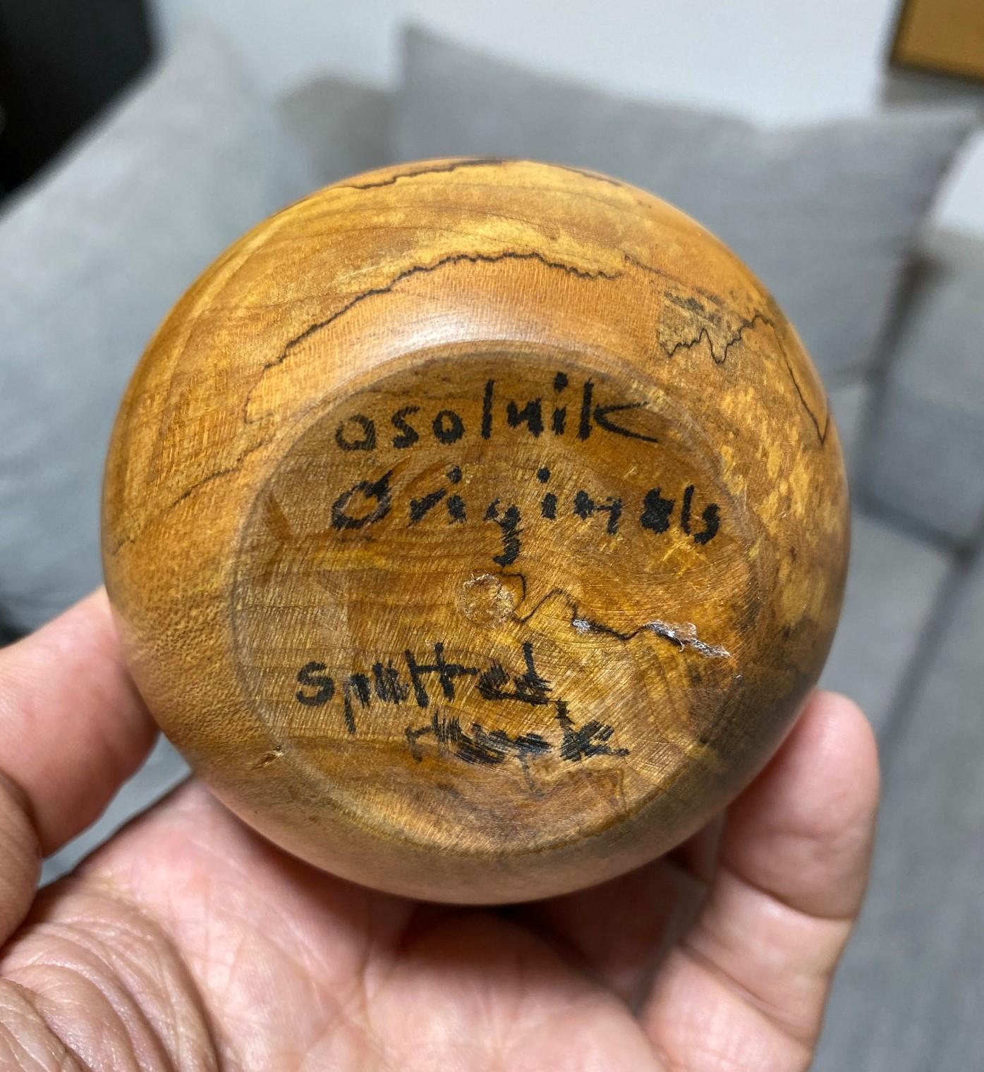 Rude Osolnik firmato Mid-Century Modern Vaso di Bud Weed in legno tornito in vendita 9