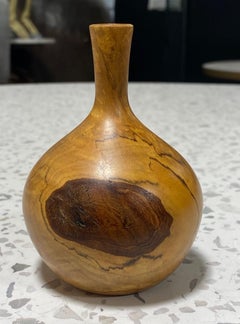 Vase à bourgeons tourné en bois Spalted, moderne du milieu du siècle dernier, signé Rude Osolnik