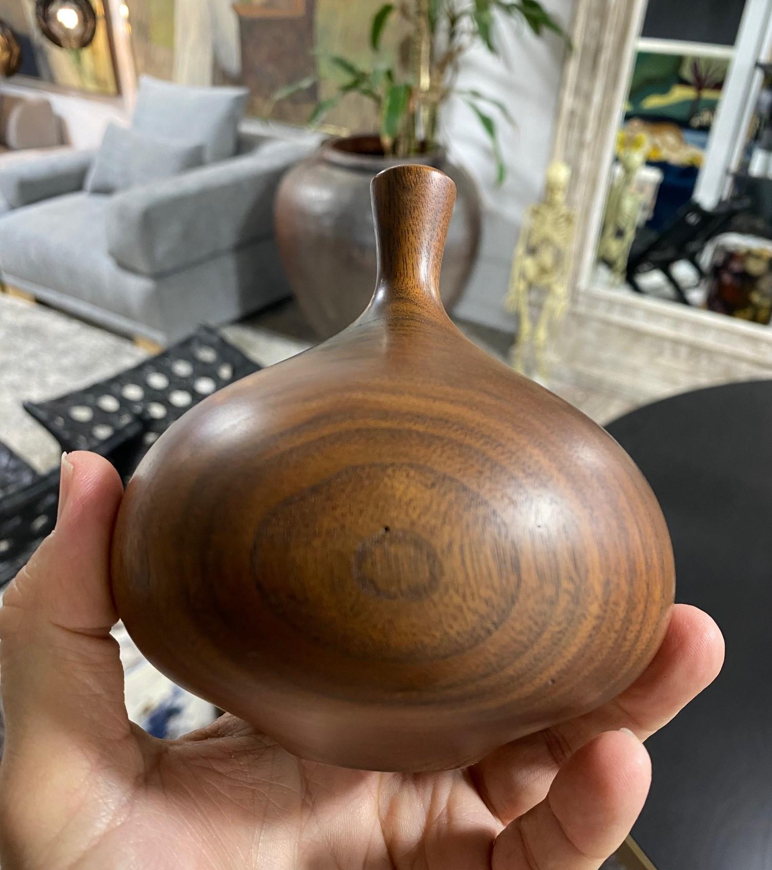 Rude Osolnik Signed Mid-Century Modern Walnut Wood Turned Vessel Bud Weed Vase 5