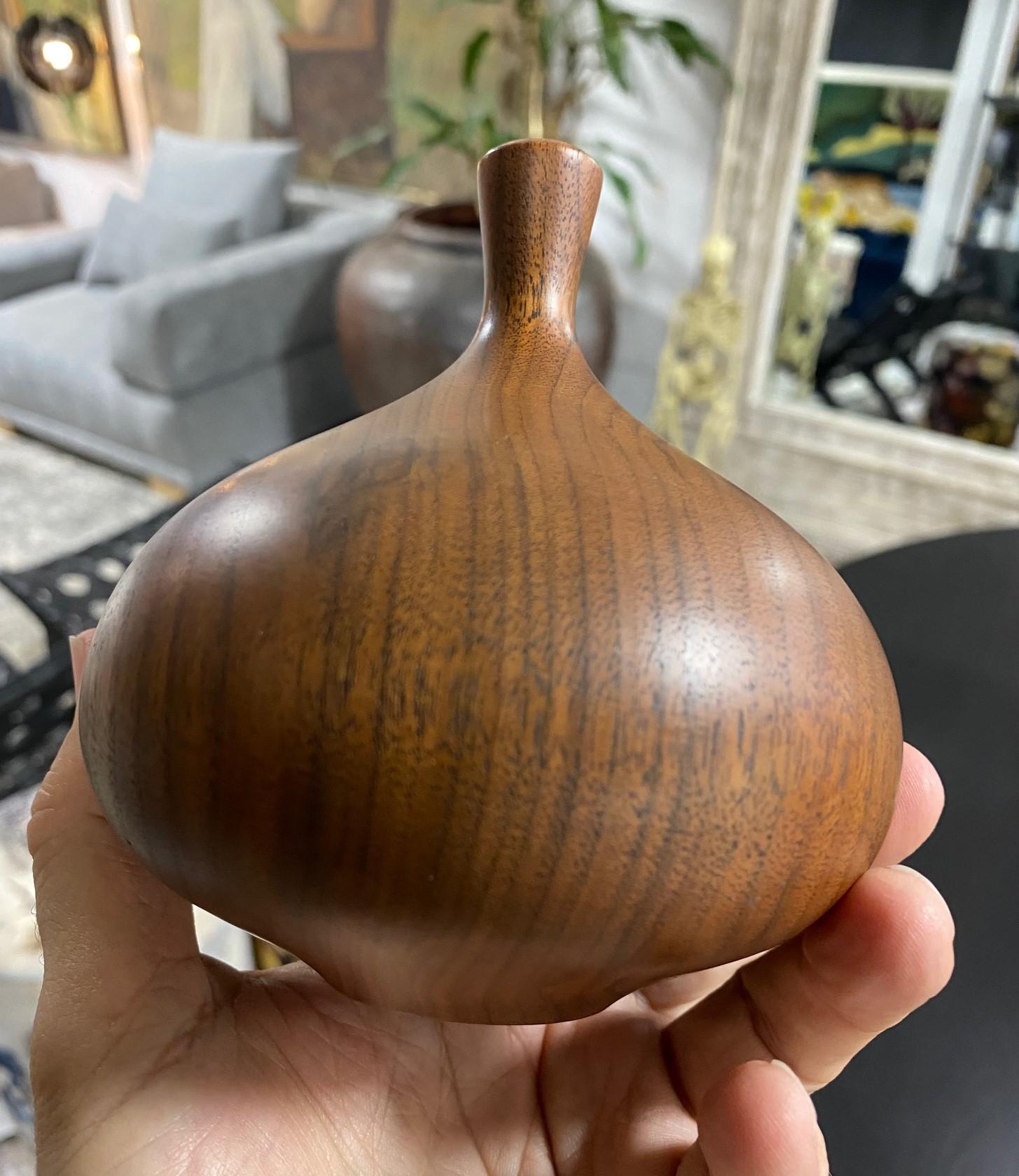 Rude Osolnik Signed Mid-Century Modern Walnut Wood Turned Vessel Bud Weed Vase 6