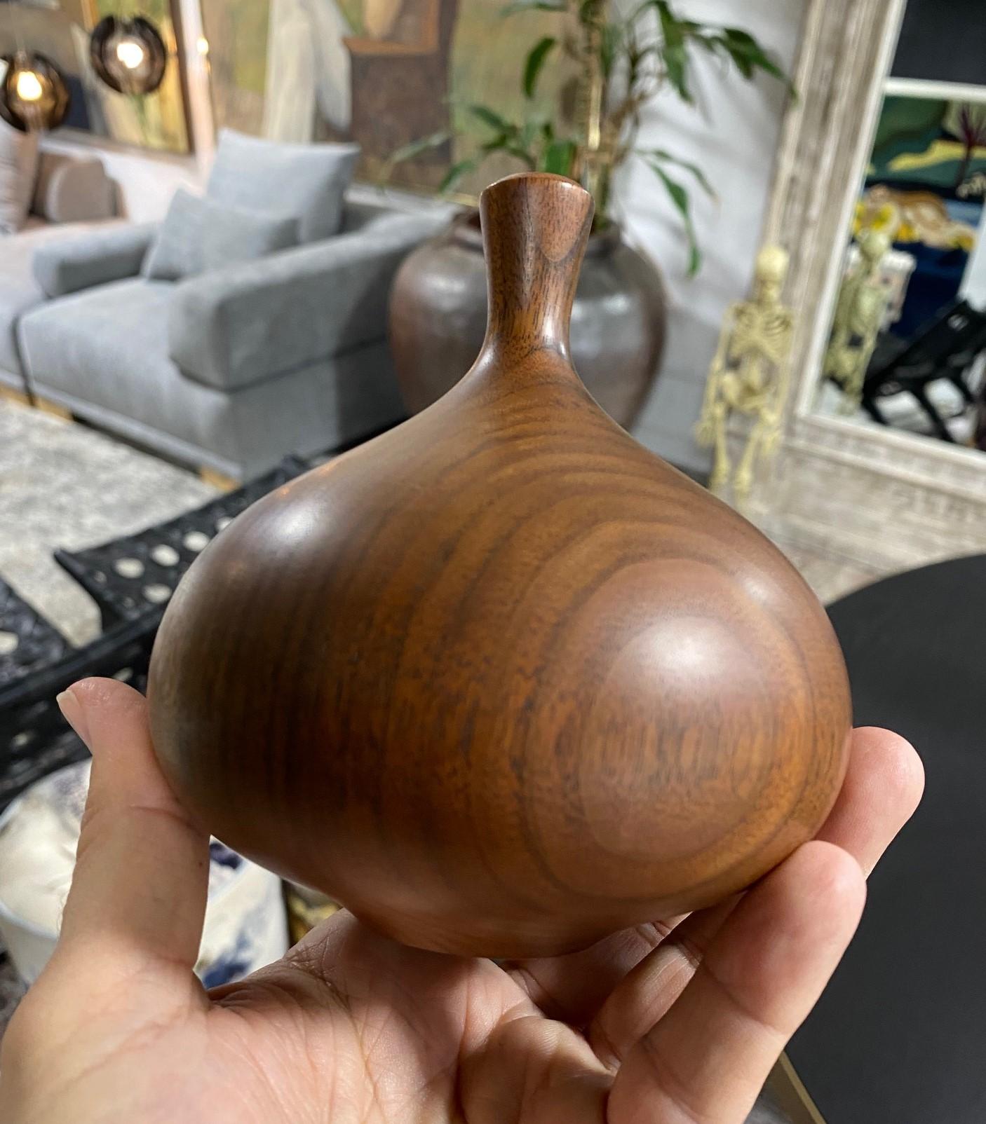 Rude Osolnik Signed Mid-Century Modern Walnut Wood Turned Vessel Bud Weed Vase 7