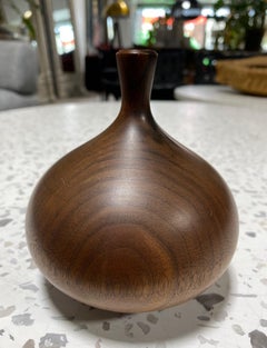 Rude Osolnik Signed Mid-Century Modern Walnut Wood Turned Vessel Bud Weed Vase
