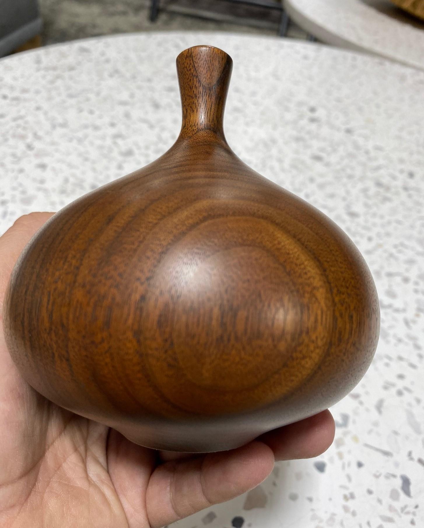 20th Century Rude Osolnik Signed Mid-Century Modern Walnut Wood Turned Vessel Bud Weed Vase