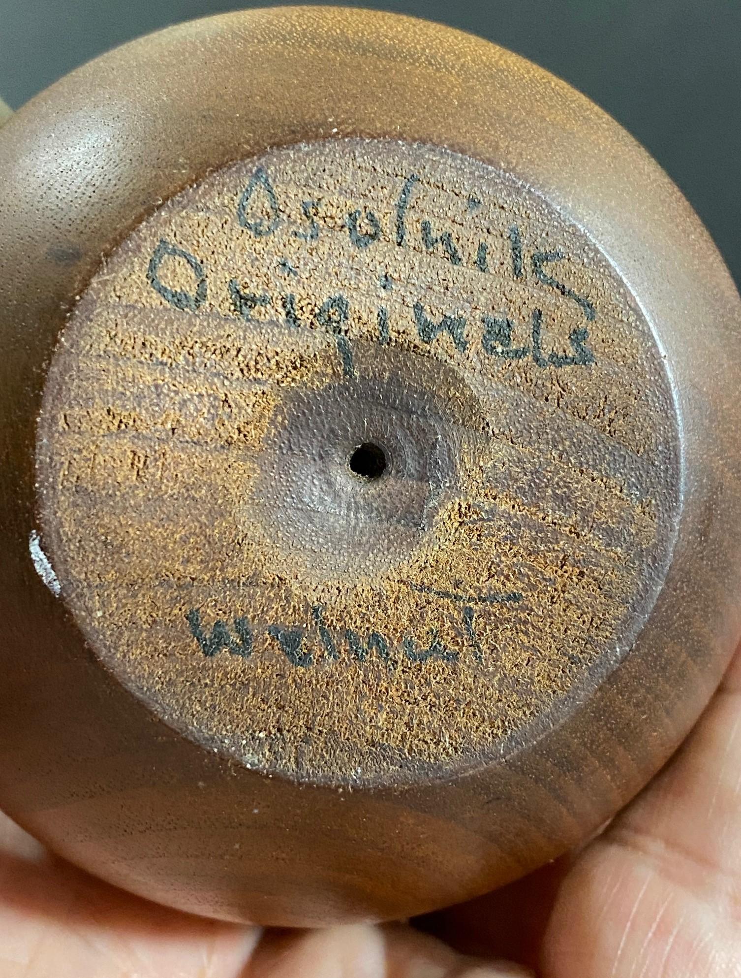Rude Osolnik Signed Mid-Century Modern Walnut Wood Turned Vessel Bud Weed Vase 1