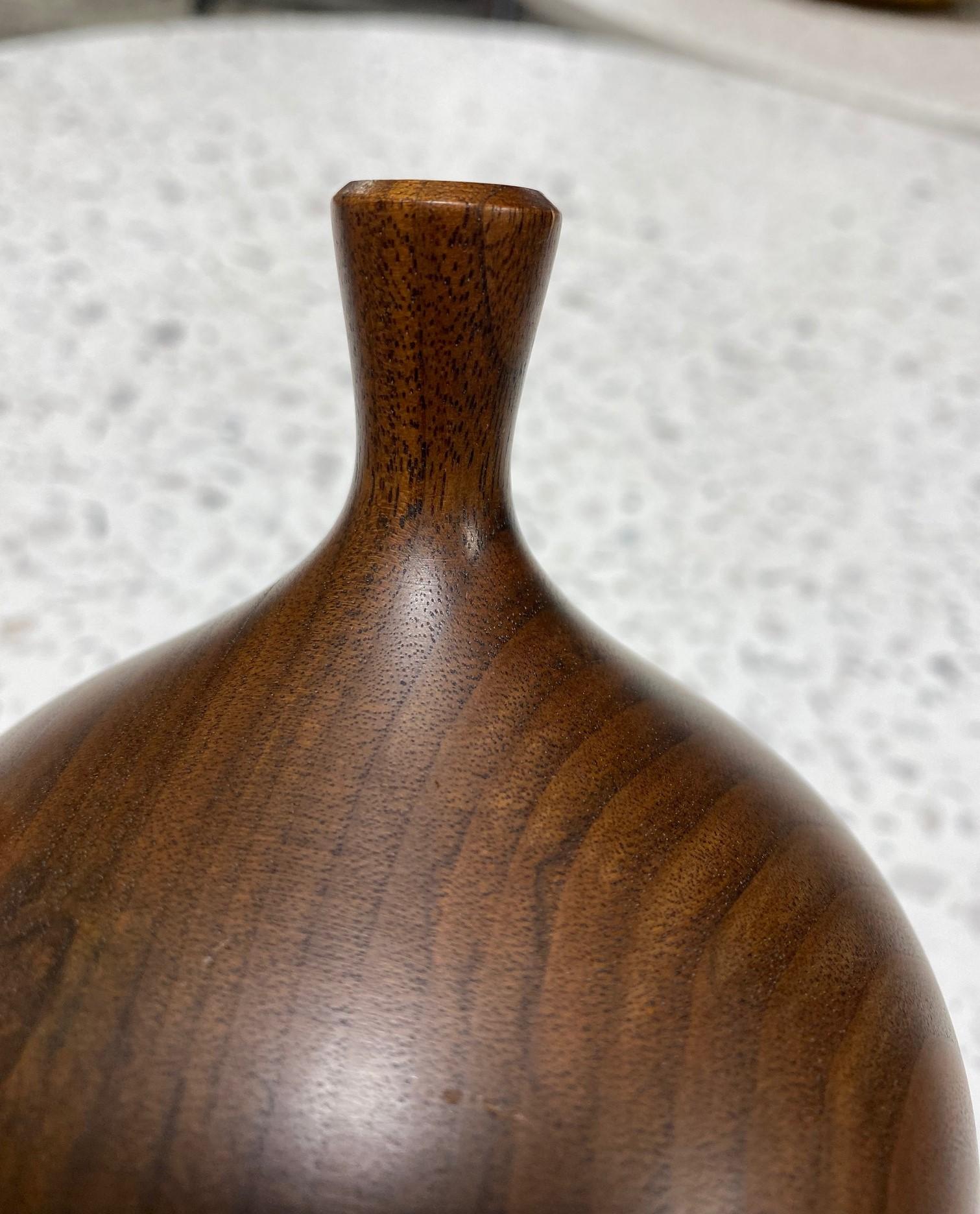Rude Osolnik Signed Mid-Century Modern Walnut Wood Turned Vessel Bud Weed Vase 1
