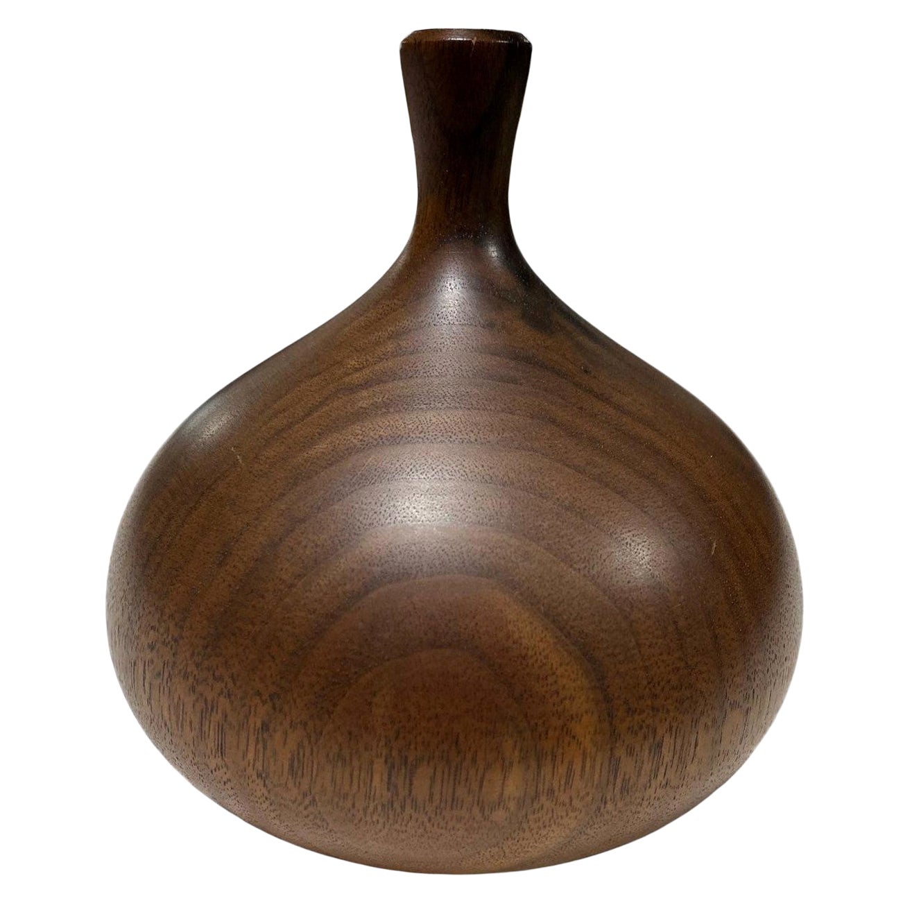 Rude Osolnik Signed Mid-Century Modern Walnut Wood Turned Vessel Bud Weed Vase