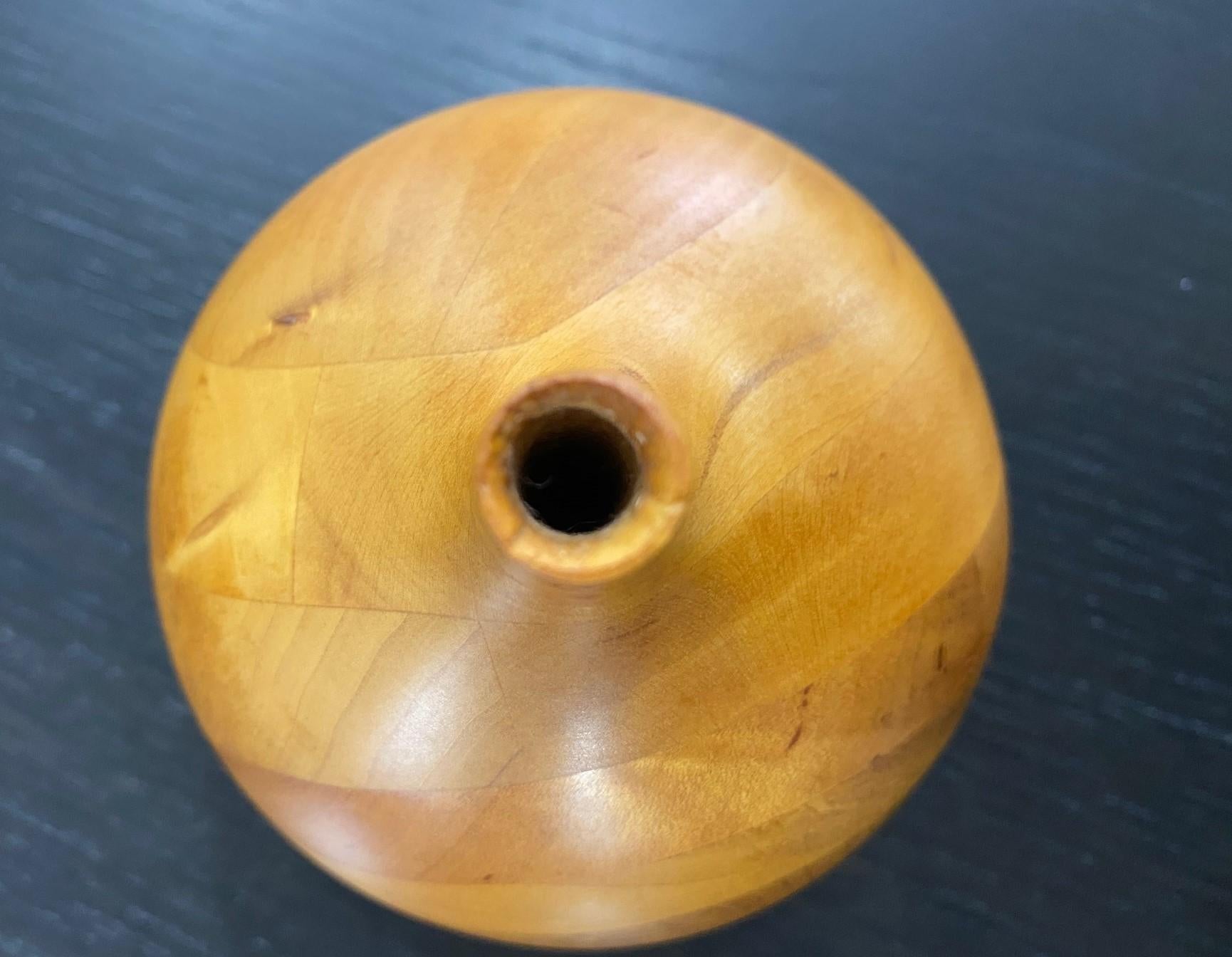 20th Century Rude Osolnik Signed Midcentury Modern Laminated Wood Turned Vessel Bud Weed Vase