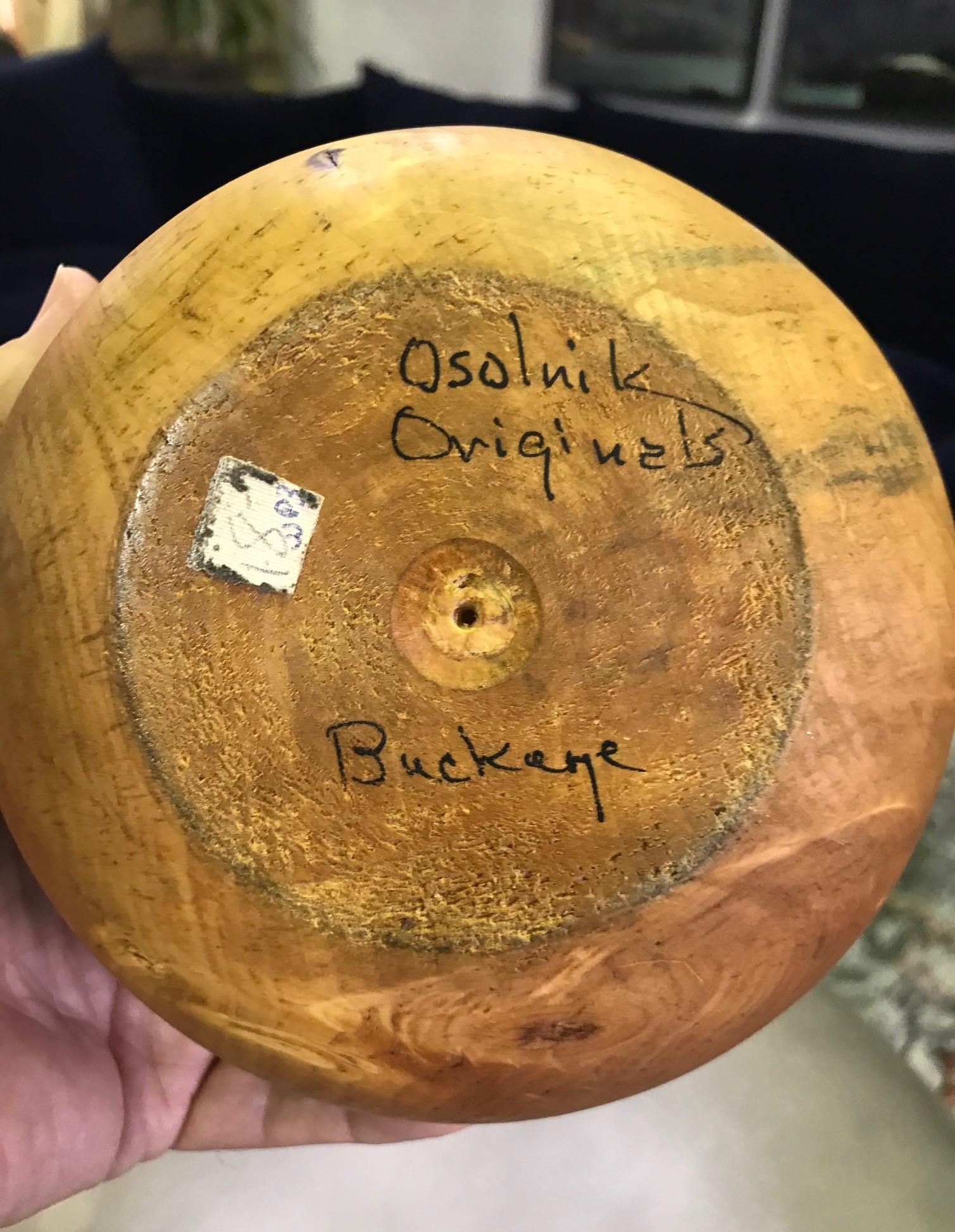 Rude Osolnik Signed Rare Large Pale Buckeye Wood Turned Vessel Bud Weed Vase 3