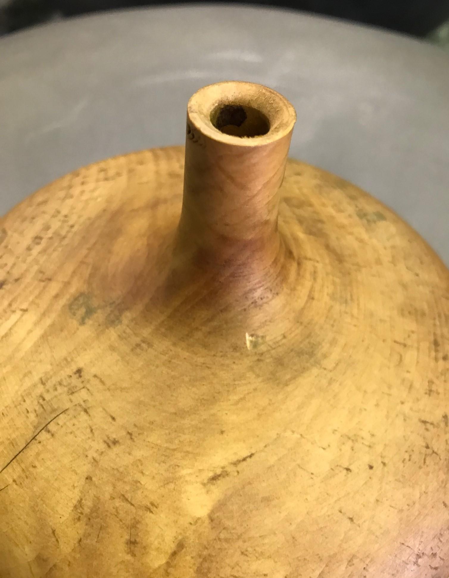 20th Century Rude Osolnik Signed Rare Large Pale Buckeye Wood Turned Vessel Bud Weed Vase