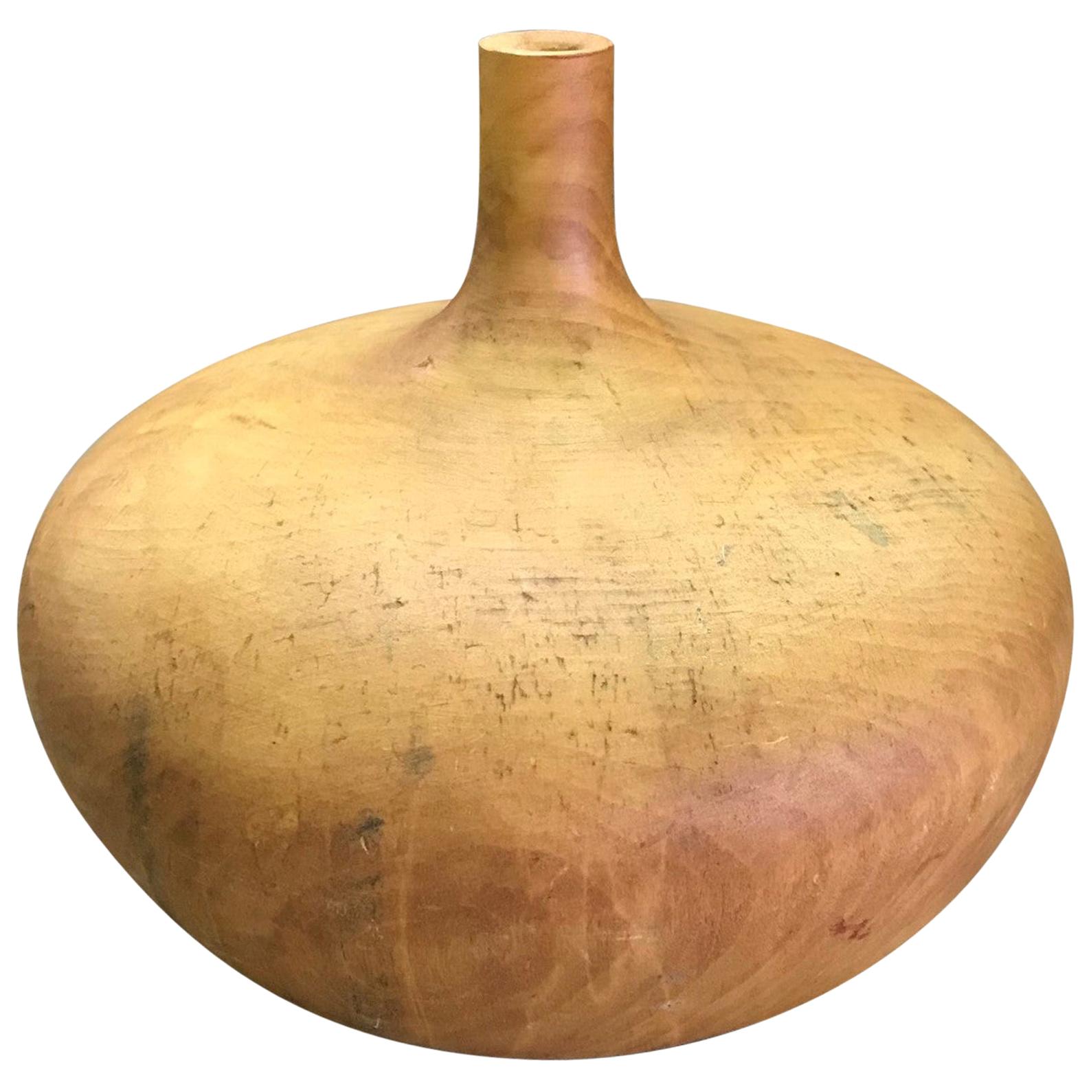 Rude Osolnik Signed Rare Large Pale Buckeye Wood Turned Vessel Bud Weed Vase