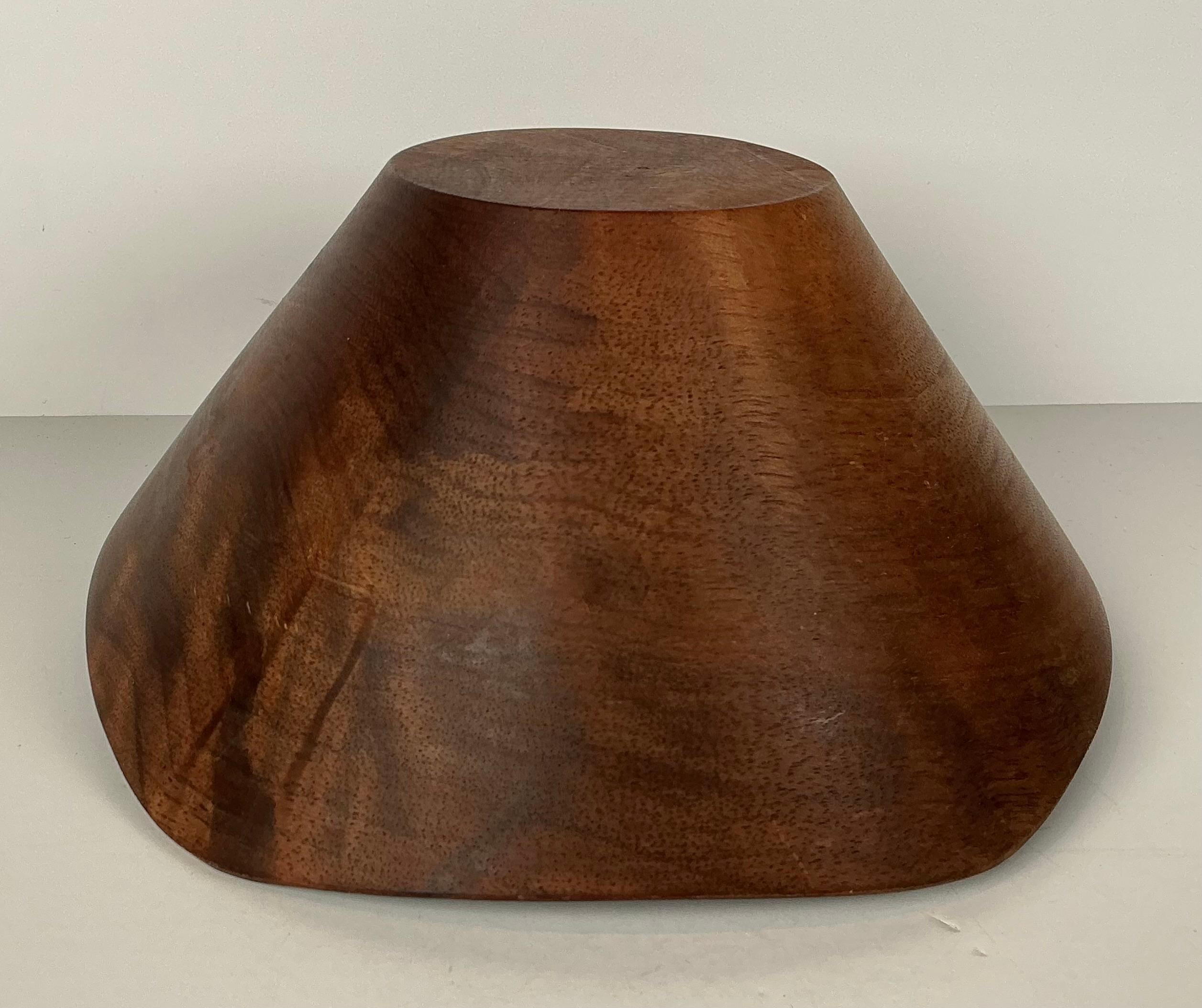 Wood Rude Osolnik Turned Walnut Abstract Asymmetrical Vide-Poche Bowl Signed For Sale